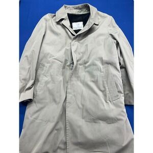 Vintage Lewis & Thos Saltz Overcoat Perma-Finish Fur Removable Vest 44L Beige